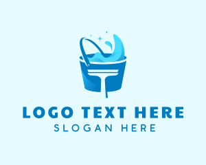 Blue Cleaning Bucket Squeegee Logo