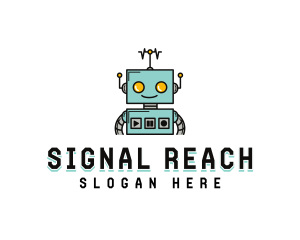 Cartoon Tech Robot logo design