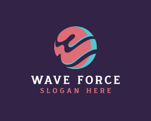 Wave Circle Letter W logo design