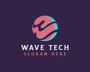 Wave Circle Letter W logo design