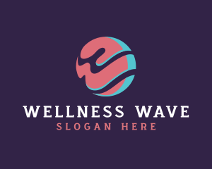 Wave Circle Letter W logo design