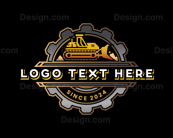 Bulldozer Cogwheel Contractor Logo