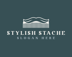 Mustache Comb Barbershop logo design