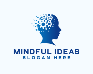 Pixel Cogwheel Mind logo design