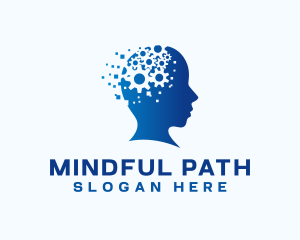 Pixel Cogwheel Mind logo design