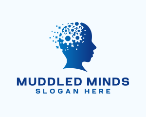 Pixel Cogwheel Mind logo design