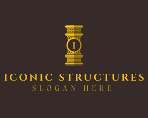 Gold Pillar Structure logo design