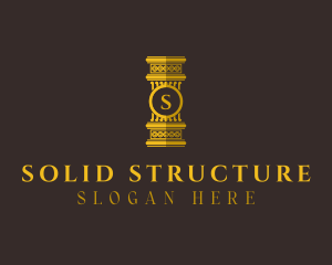 Gold Pillar Structure logo design