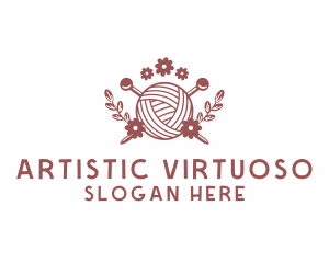 Flower Knit Yarn logo design