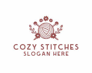 Flower Knit Yarn logo design