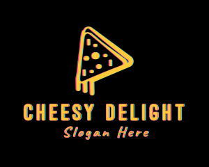 Pizza Slice Glitch logo design