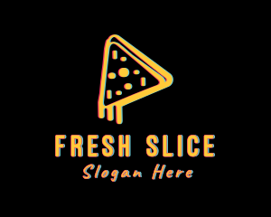 Pizza Slice Glitch logo design