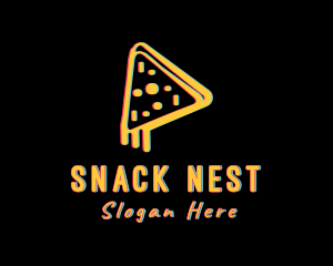 Pizza Slice Glitch logo design