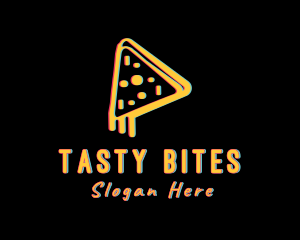 Pizza Slice Glitch logo design