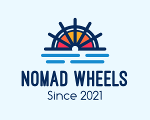 Marine Sunset Wheel logo design