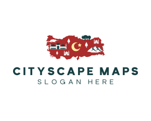 Turkey Travel Map logo design