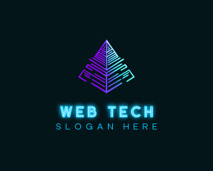 Pyramid Neon Traingle logo design