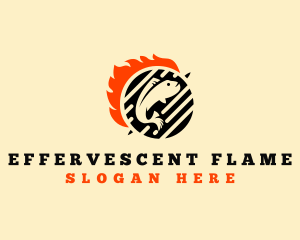 Fish Grill Flame logo design