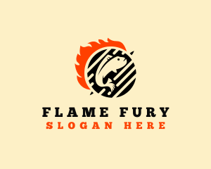 Fish Grill Flame logo design