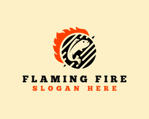 Fish Grill Flame logo design