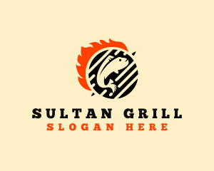 Fish Grill Flame logo design