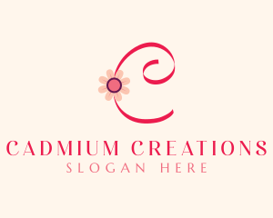 Pink Flower Letter C logo design