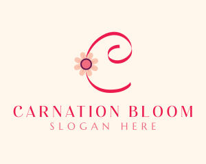 Pink Flower Letter C logo design