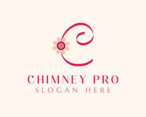 Pink Flower Letter C logo design