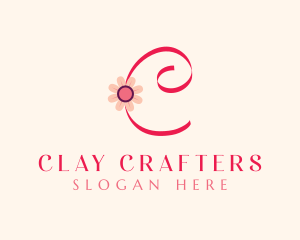 Pink Flower Letter C logo design