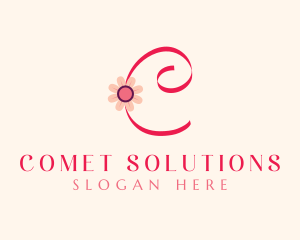 Pink Flower Letter C logo design