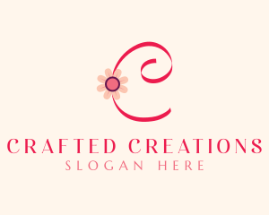 Pink Flower Letter C logo design