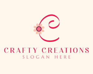 Pink Flower Letter C logo design