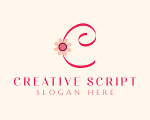 Pink Flower Letter C logo design