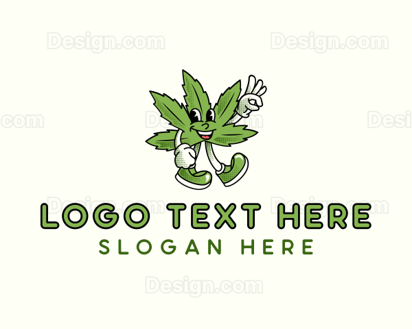 Cannabis Leaf Character Logo