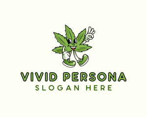 Cannabis Leaf Character logo