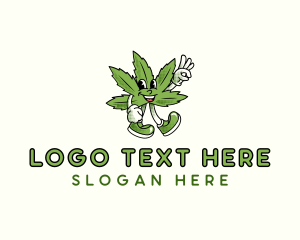 Cannabis Leaf Character logo