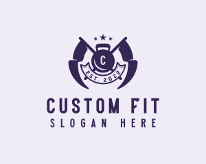 Kettlebell Fitness Gym Flag logo design