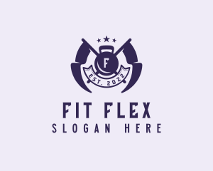 Kettlebell Fitness Gym Flag logo design