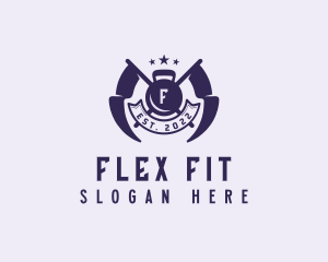 Kettlebell Fitness Gym Flag logo design