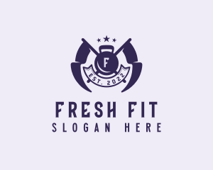 Kettlebell Fitness Gym Flag logo design