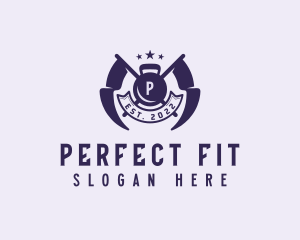 Kettlebell Fitness Gym Flag logo design