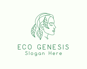 Natural Eco Woman Face logo design