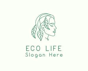 Natural Eco Woman Face logo design