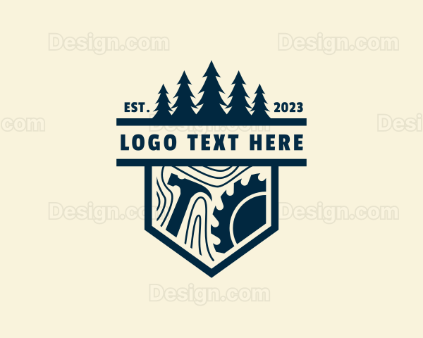 Hammer Saw Tree Logging Logo