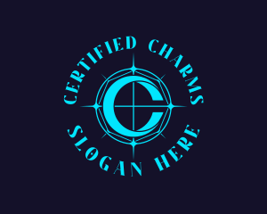 Blue Compass Letter C logo design