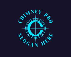 Blue Compass Letter C logo design