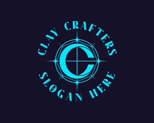 Blue Compass Letter C logo design