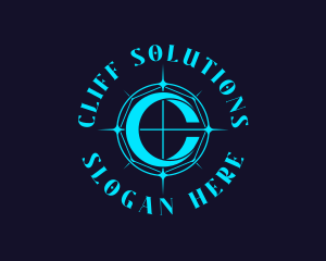 Blue Compass Letter C logo design