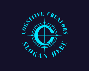 Blue Compass Letter C logo design