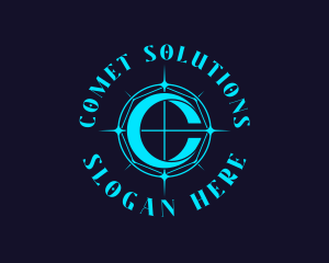 Blue Compass Letter C logo design